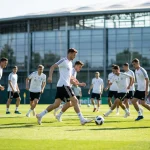 Þýska landsliðið í hvítum treyjum æfir fyrir heimsmeistaramót 2026