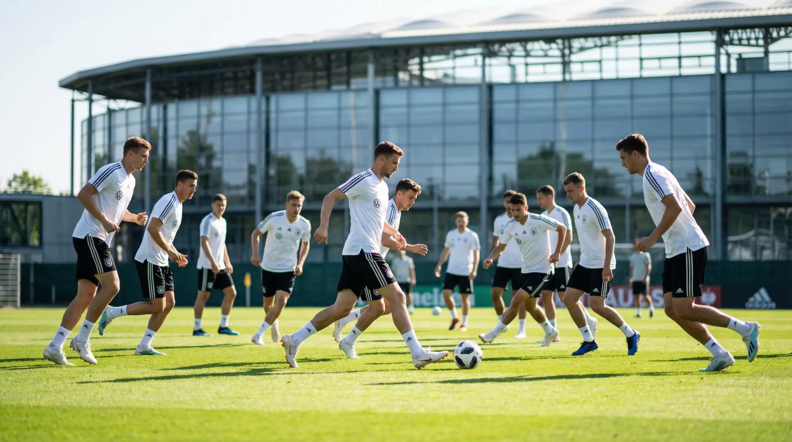 Þýska landsliðið í hvítum treyjum æfir fyrir heimsmeistaramót 2026